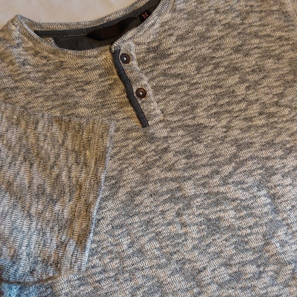 Outpost Makers‎ Men's Buckle Henley Heather Blue Med Shirt Crew Neck W/ Buttons